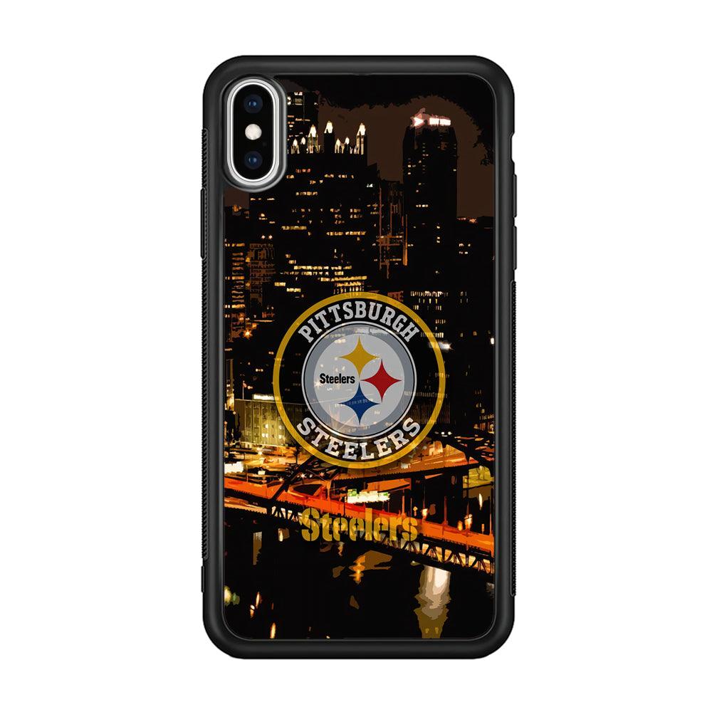 Pittsburgh Steelers The Dark Knight iPhone Xs Max Case-Rubber Black (2D Case)-Oxvistore