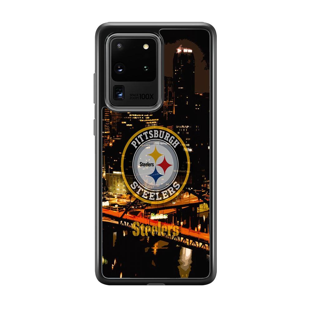 Pittsburgh Steelers The Dark Knight Samsung Galaxy S20 Ultra Case-Rubber Black (2D Case)-Oxvistore