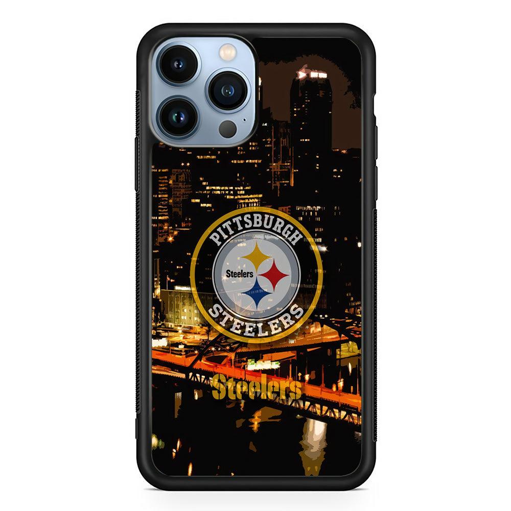 Pittsburgh Steelers The Dark Knight iPhone 14 Pro Max Case-Rubber Black (2D Case)-Oxvistore
