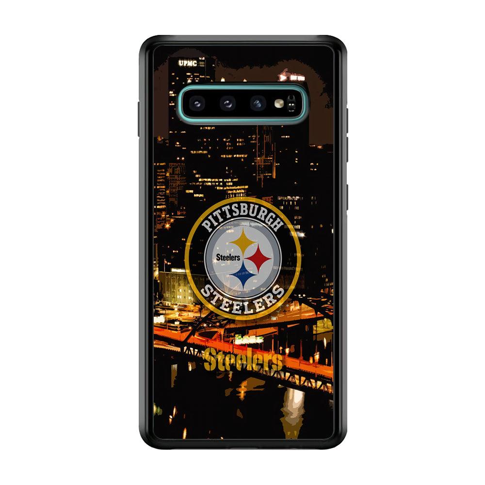 Pittsburgh Steelers The Dark Knight Samsung Galaxy S10 Plus Case-Rubber Black (2D Case)-Oxvistore