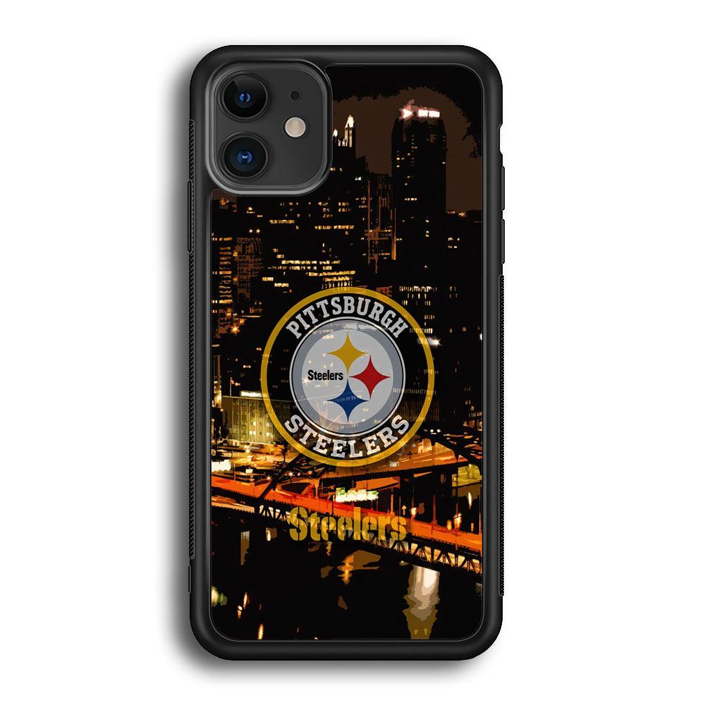 Pittsburgh Steelers The Dark Knight iPhone 12 Case-Rubber Black (2D Case)-Oxvistore