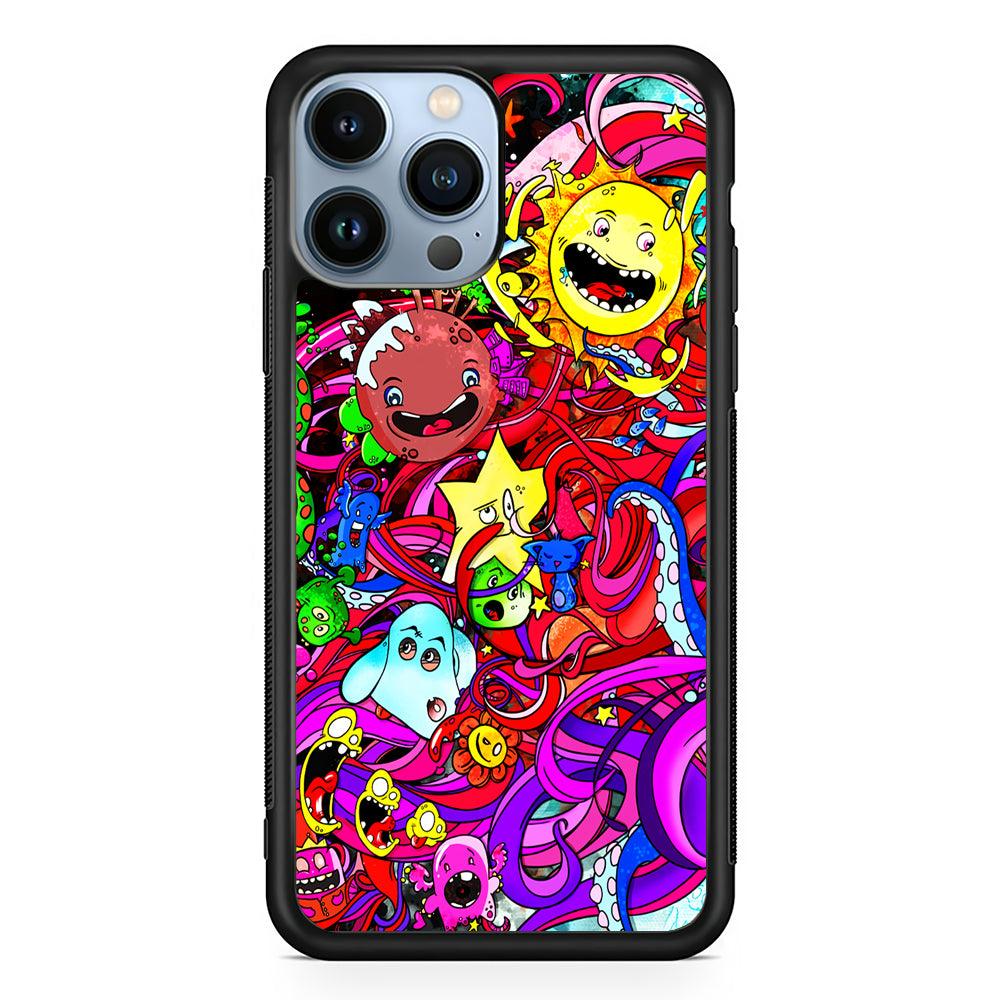 Planet Galaxy Doodle Art 2D Rubber Phone Case-Black-Oxvistore