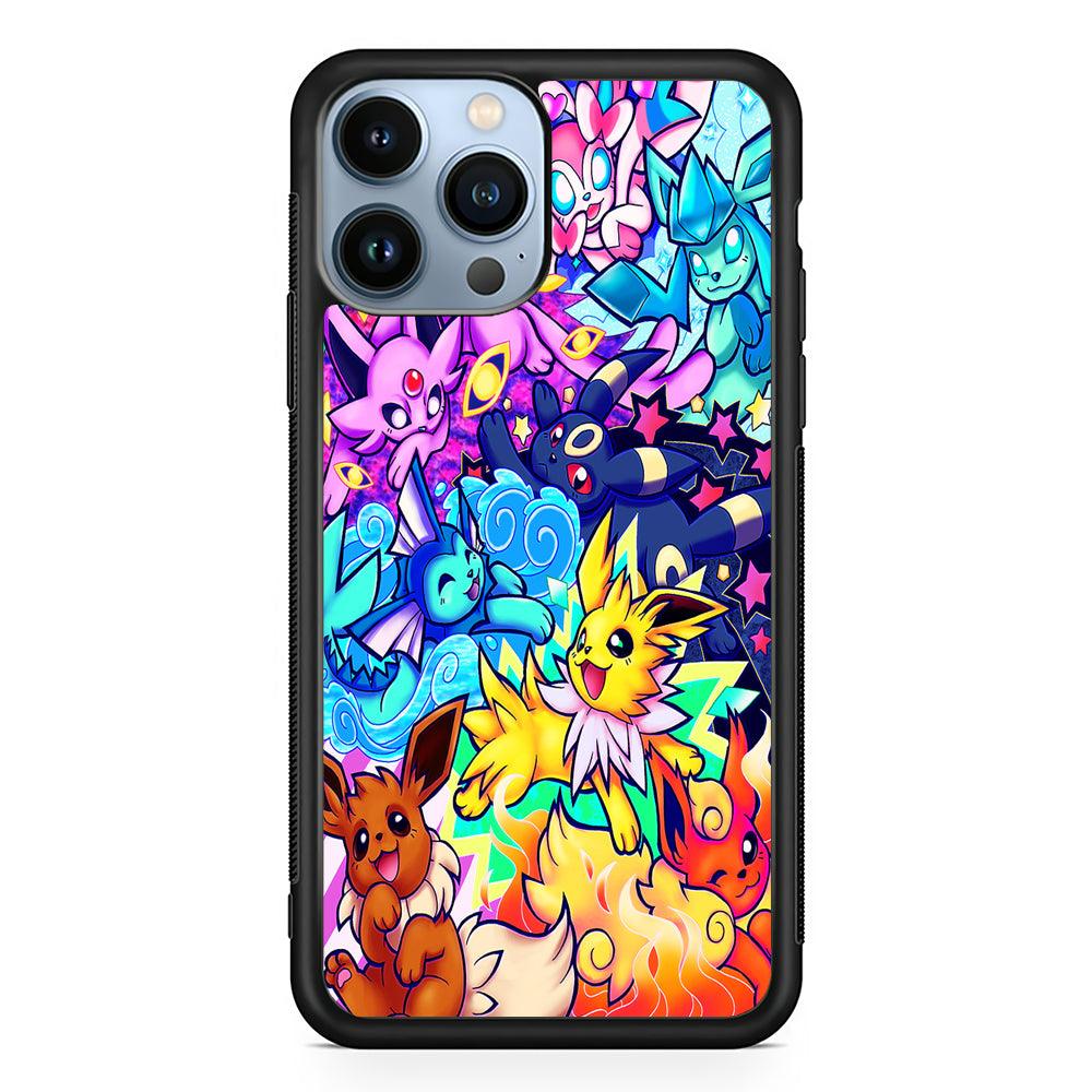 Pokemon Eevee Evolutions Art 2D Rubber Phone Case-Black-Oxvistore