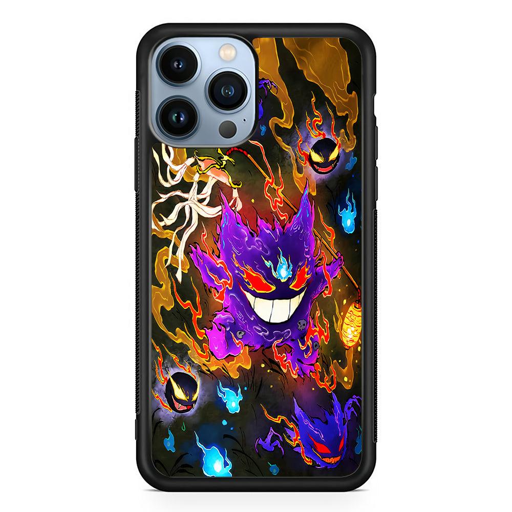 Pokemon Gengar Evolution 2D Rubber Phone Case-Black-Oxvistore