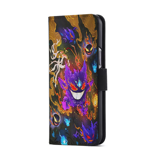 Pokemon Gengar Evolution Flip Wallet Phone Case-Oxvistore