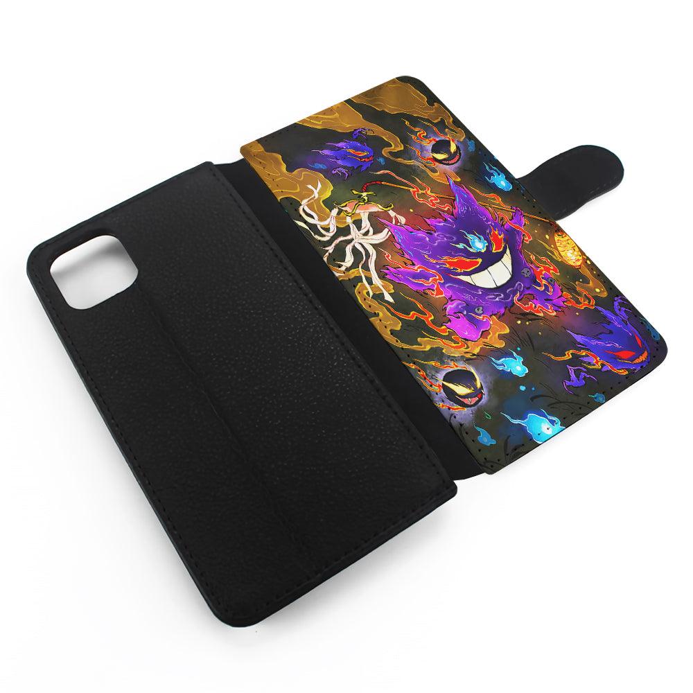 Pokemon Gengar Evolution Flip Wallet Phone Case-Oxvistore