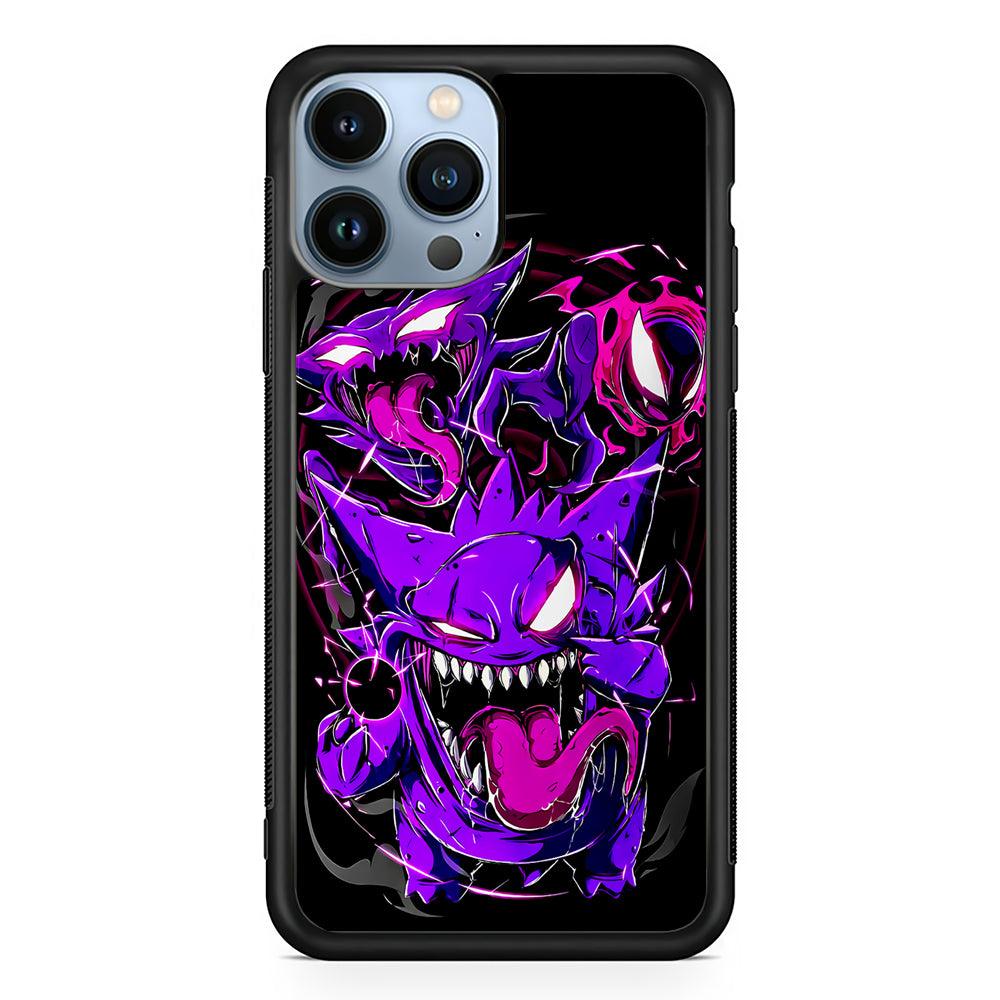 Pokemon Gengar Haunter Gatsly 2D Rubber Phone Case-Black-Oxvistore