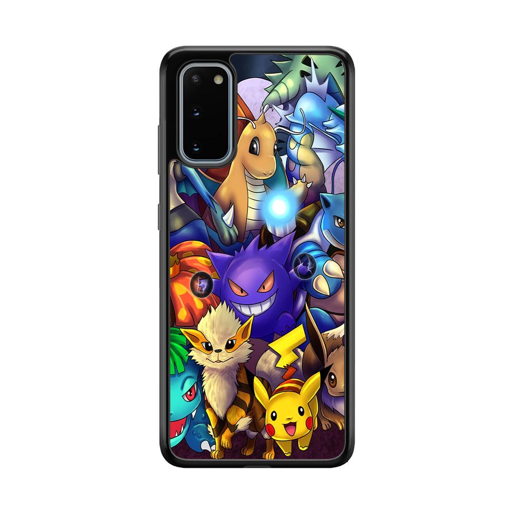 Pokemon Gengar Team in Action Samsung Galaxy S20 Case-Rubber Black (2D Case)-Oxvistore