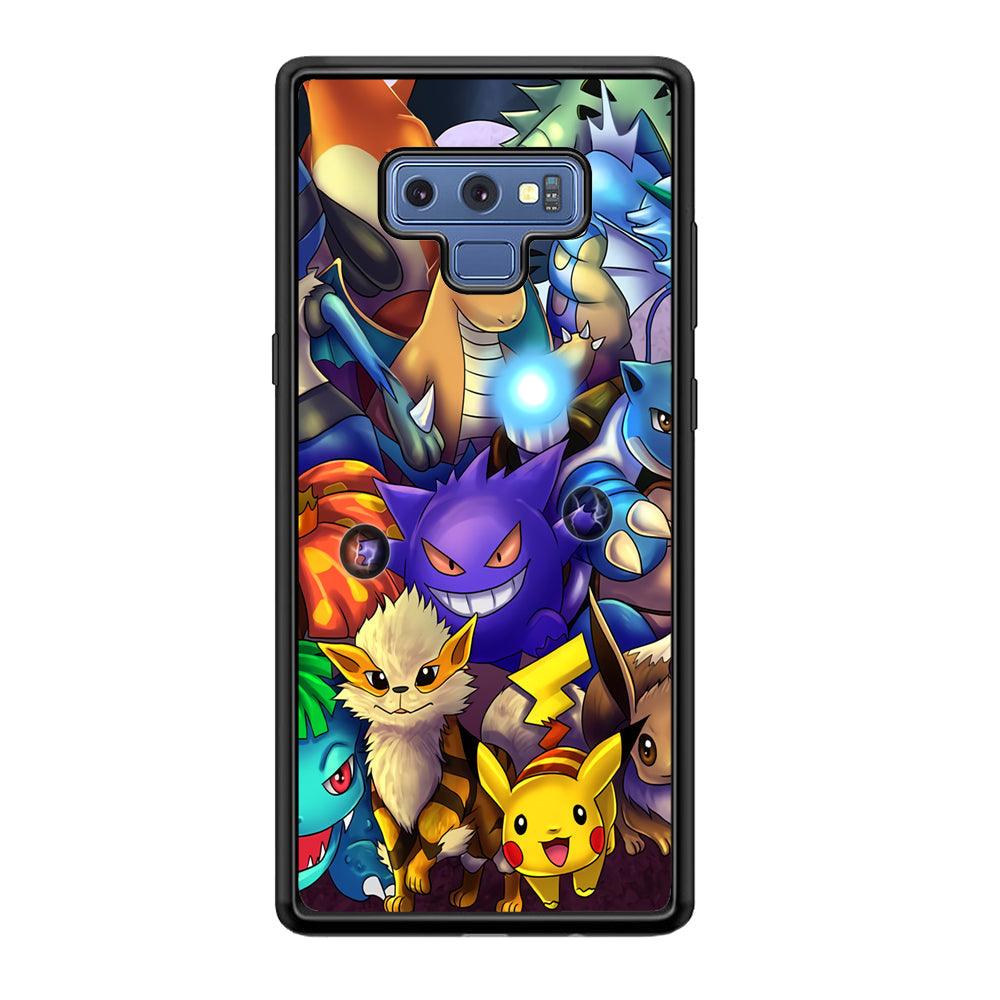 Pokemon Gengar Team in Action Samsung Galaxy Note 9 Case-Rubber Black (2D Case)-Oxvistore