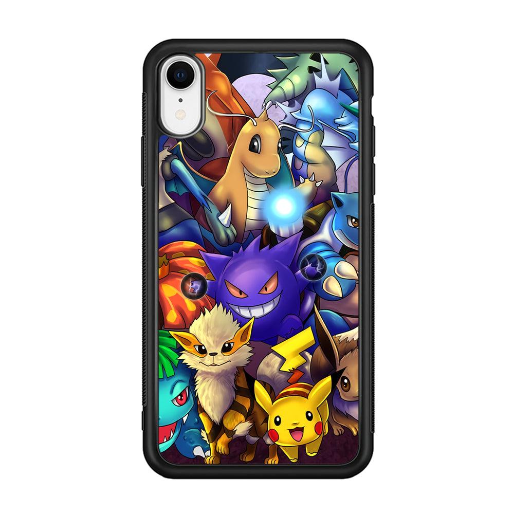Pokemon Gengar Team in Action iPhone XR Case-Rubber Black (2D Case)-Oxvistore