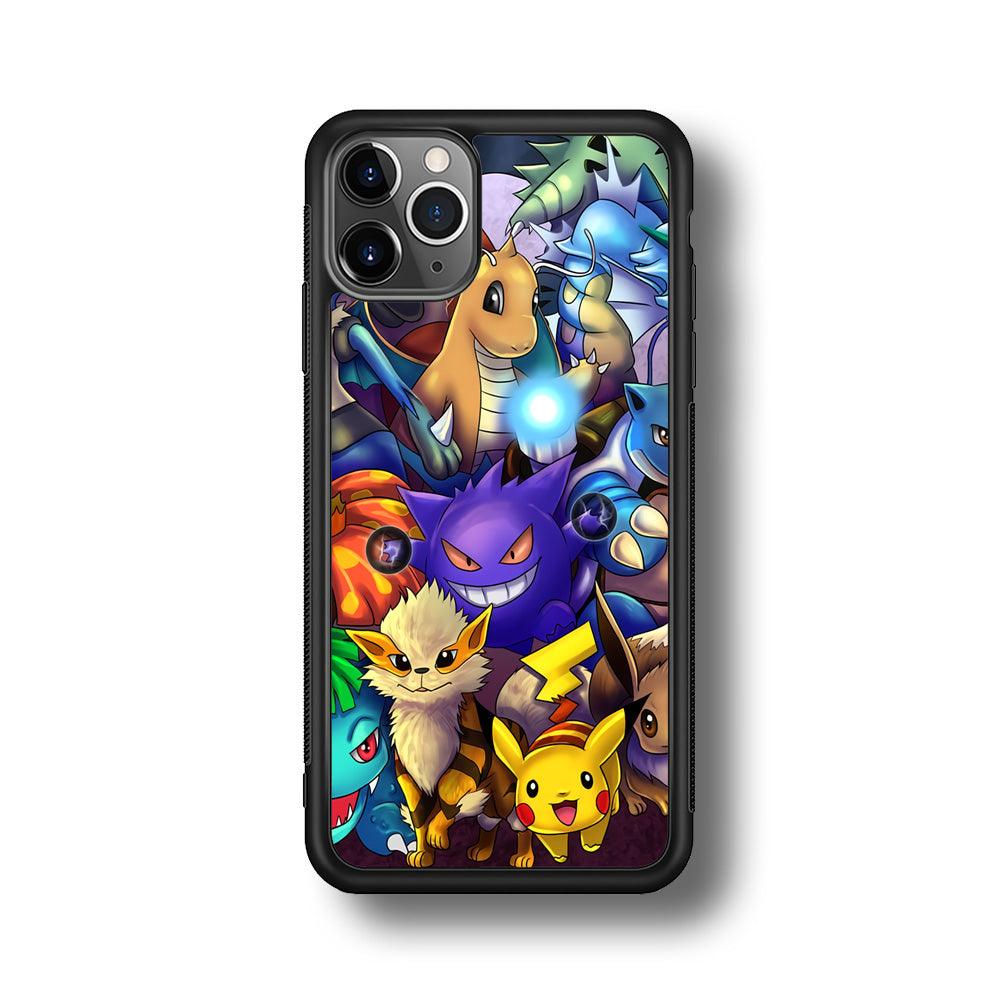 Pokemon Gengar Team in Action iPhone 11 Pro Case-Rubber Black (2D Case)-Oxvistore