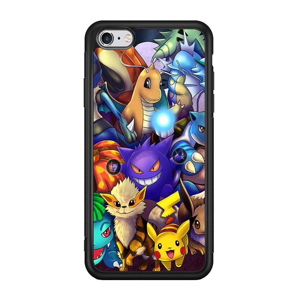 Pokemon Gengar Team in Action iPhone 6 Plus | 6s Plus Case-Rubber Black (2D Case)-Oxvistore