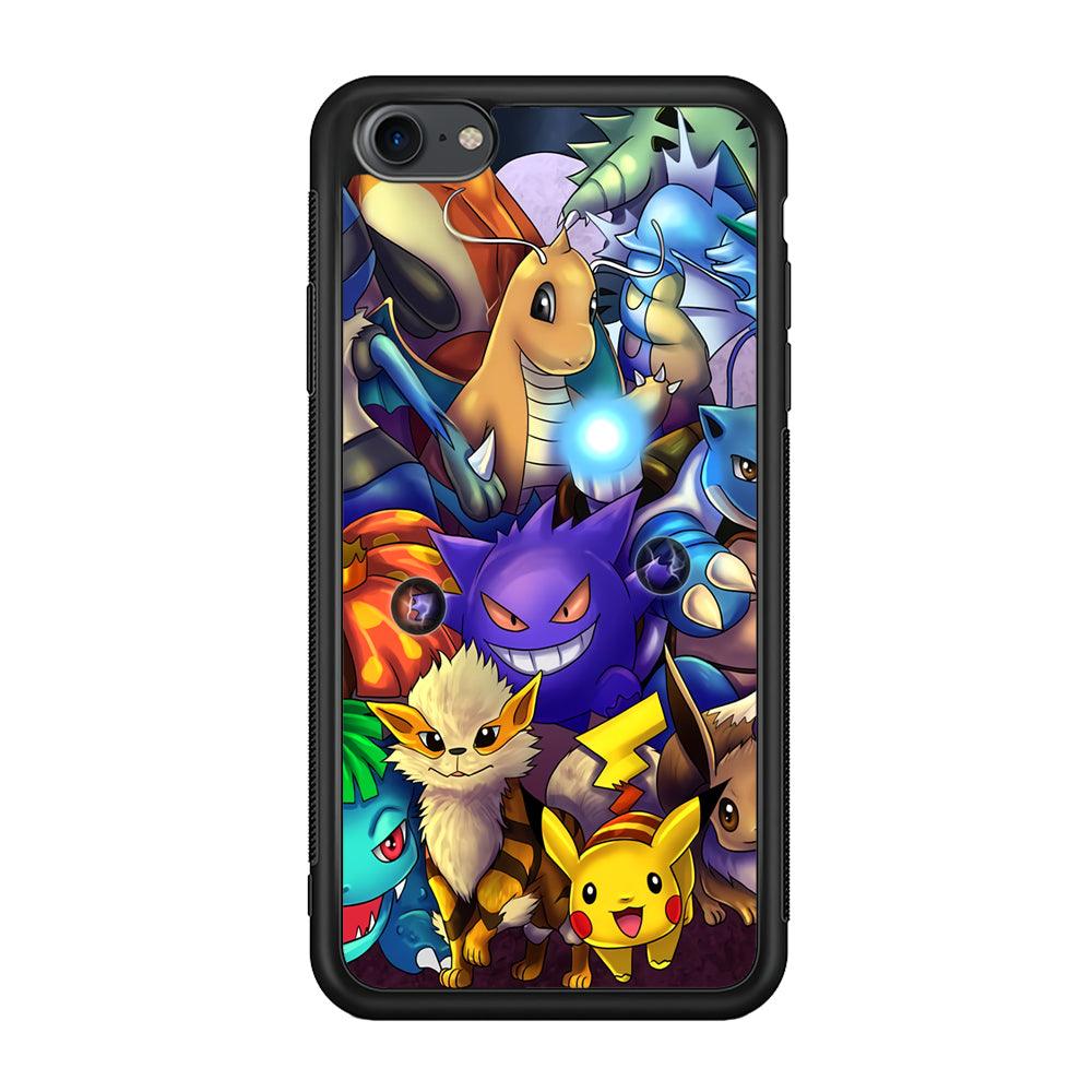 Pokemon Gengar Team in Action iPhone 8 Case-Rubber Black (2D Case)-Oxvistore