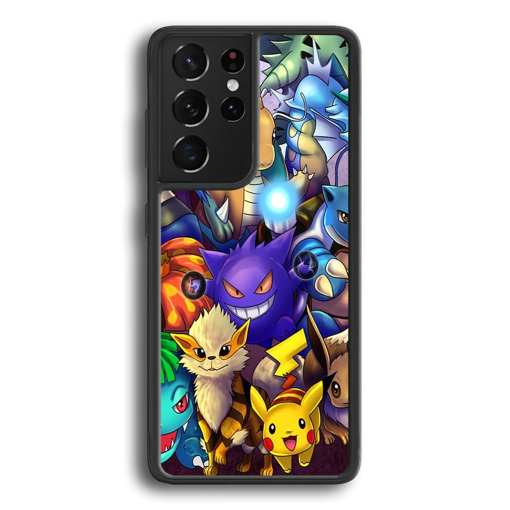Pokemon Gengar Team in Action Samsung Galaxy S21 Ultra Case-Rubber Black (2D Case)-Oxvistore