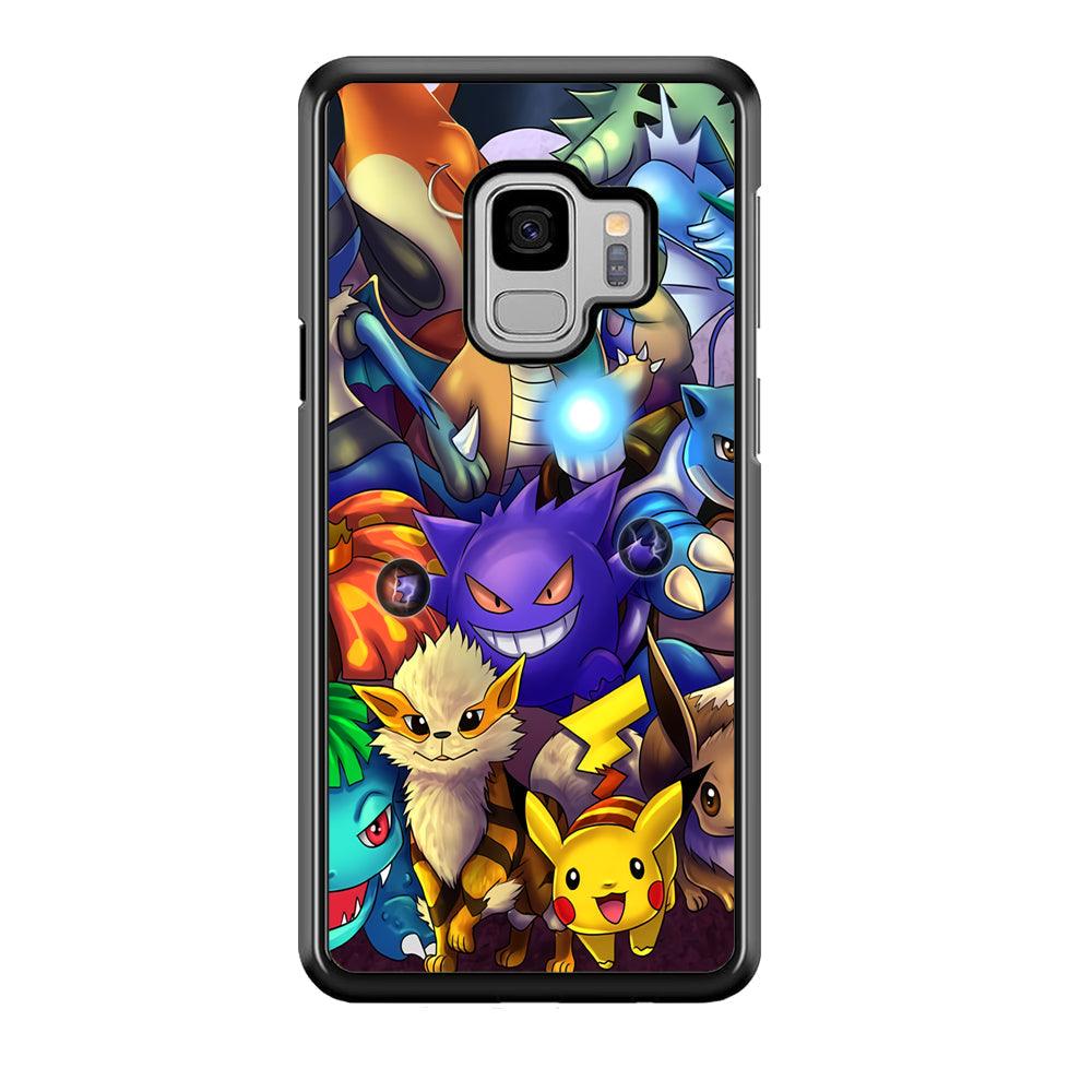 Pokemon Gengar Team in Action Samsung Galaxy S9 Case-Rubber Black (2D Case)-Oxvistore