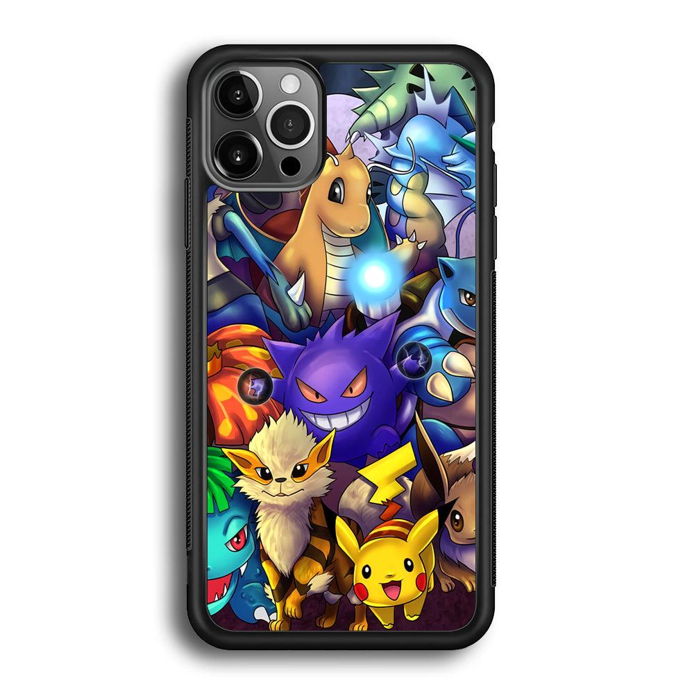 Pokemon Gengar Team in Action iPhone 12 Pro Max Case-Rubber Black (2D Case)-Oxvistore