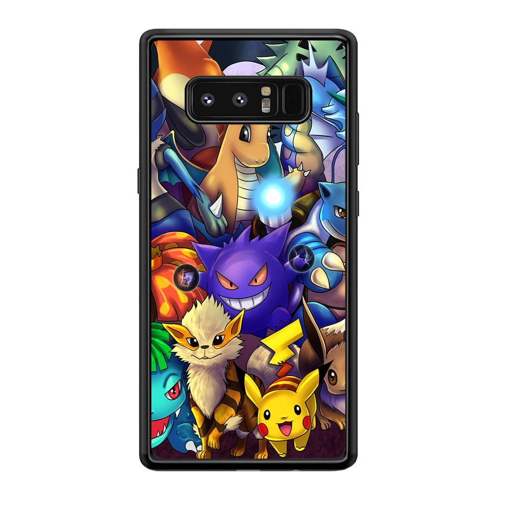 Pokemon Gengar Team in Action Samsung Galaxy Note 8 Case-Rubber Black (2D Case)-Oxvistore