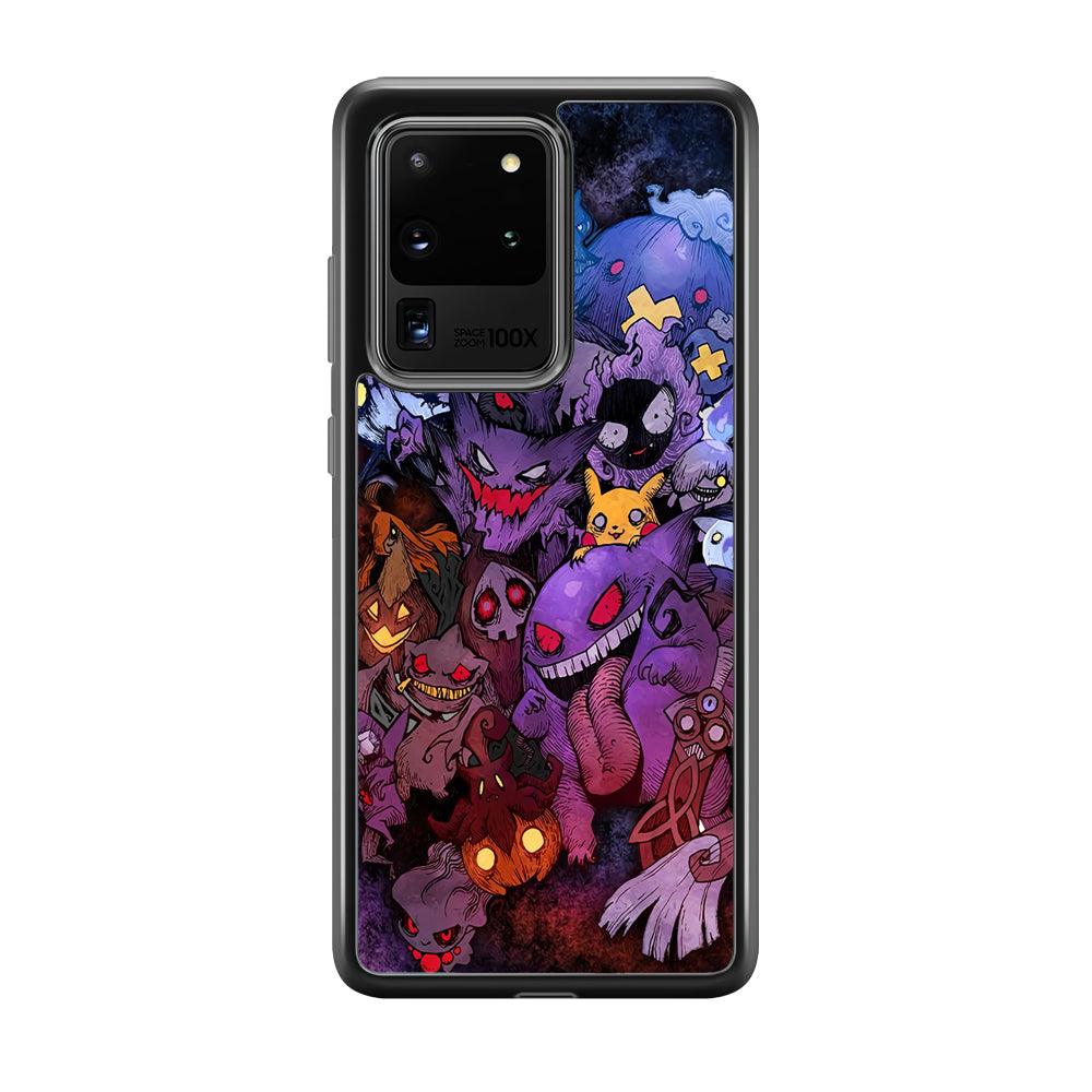 Pokemon Halloween Costume Gengar Samsung Galaxy S20 Ultra Case-Rubber Black (2D Case)-Oxvistore