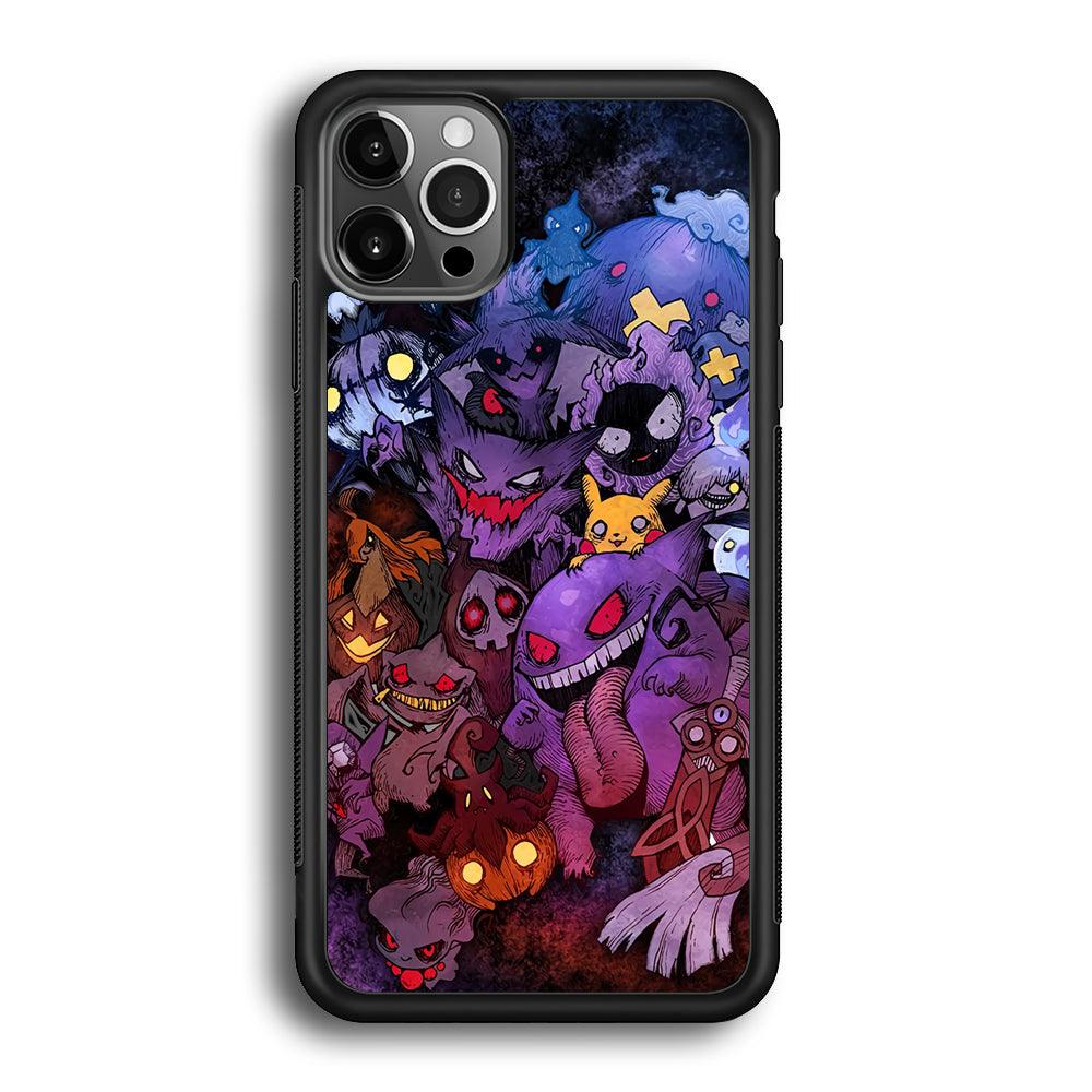 Pokemon Halloween Costume Gengar iPhone 12 Pro Max Case-Rubber Black (2D Case)-Oxvistore