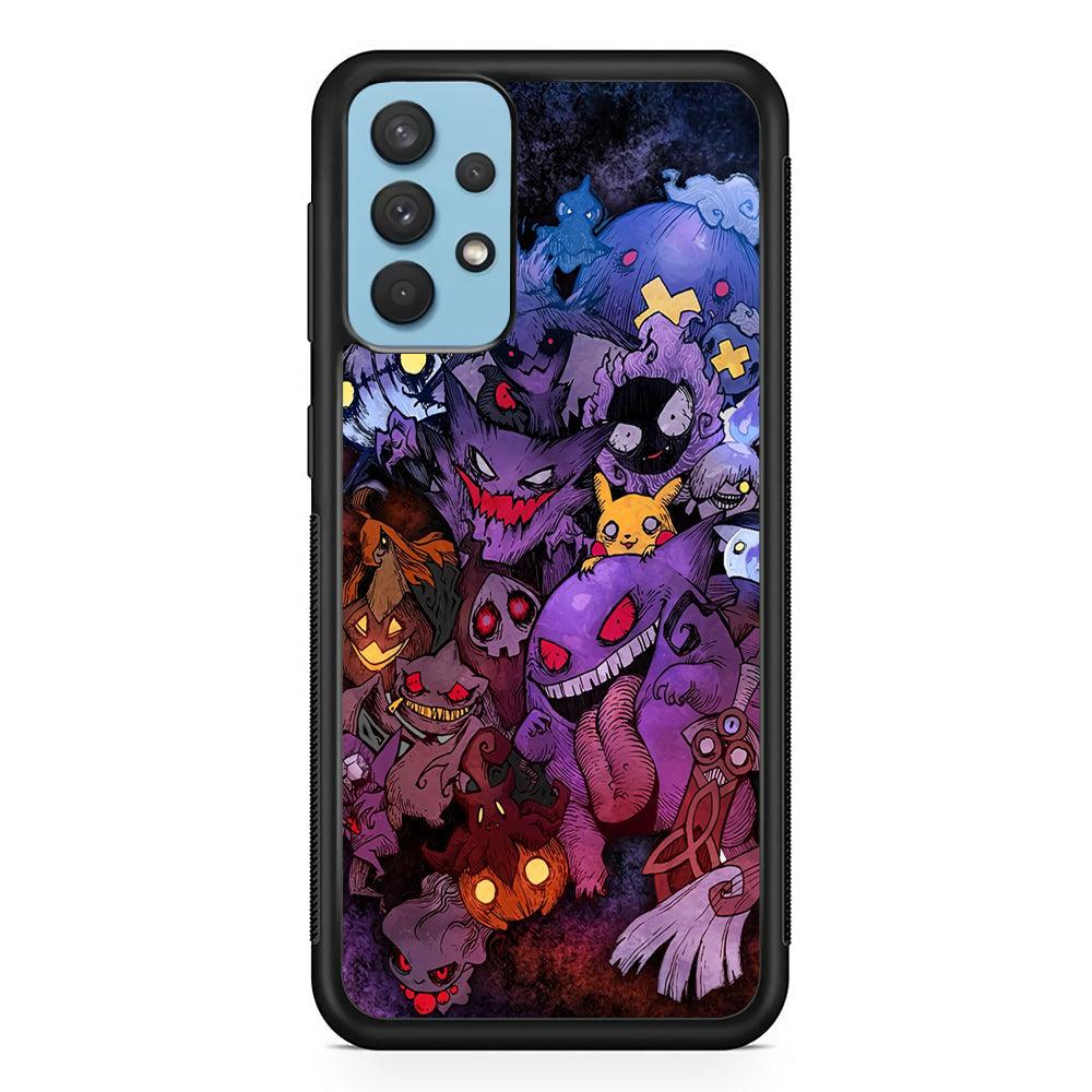 Pokemon Halloween Costume Gengar Samsung Galaxy A32 Case-Rubber Black (2D Case)-Oxvistore