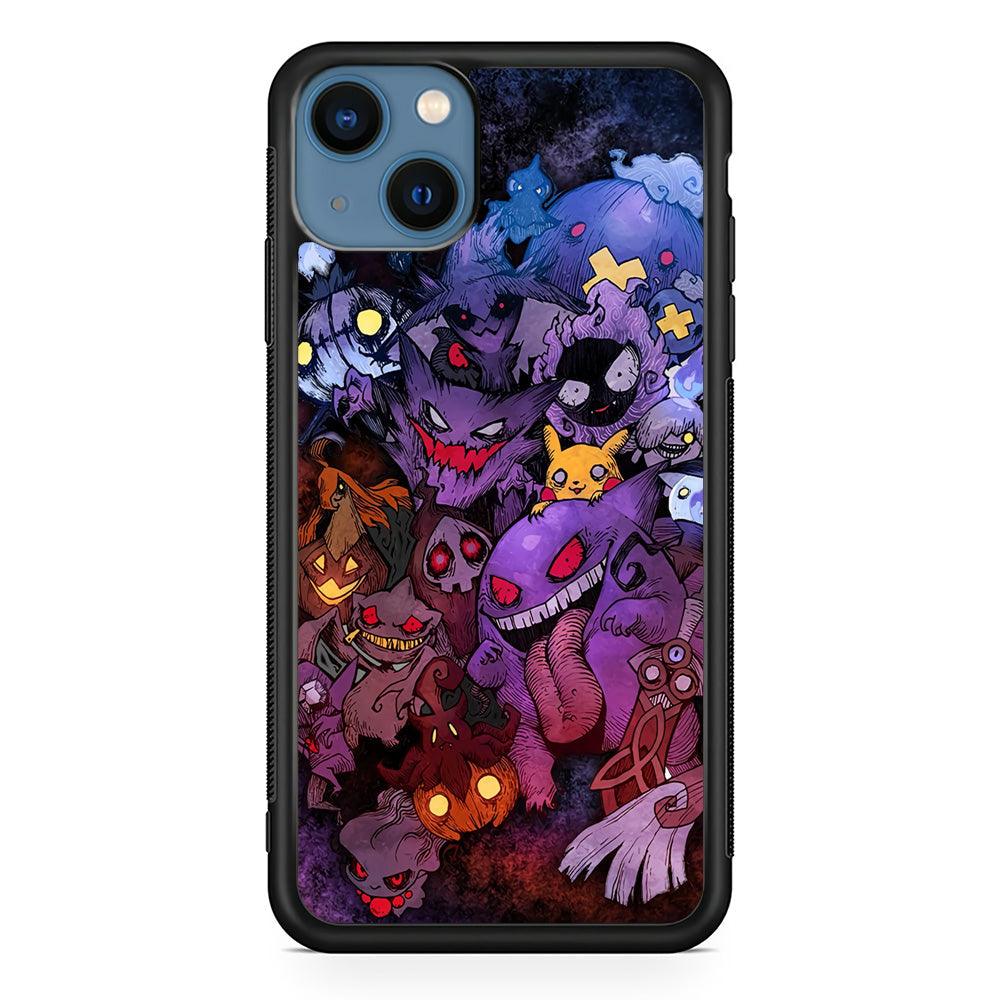 Pokemon Halloween Costume Gengar iPhone 14 Case-Rubber Black (2D Case)-Oxvistore