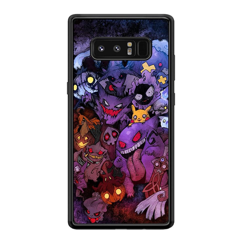 Pokemon Halloween Costume Gengar Samsung Galaxy Note 8 Case-Rubber Black (2D Case)-Oxvistore
