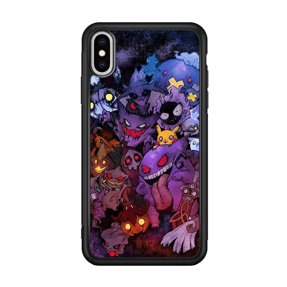 Pokemon Halloween Costume Gengar iPhone XS Case-Rubber Black (2D Case)-Oxvistore
