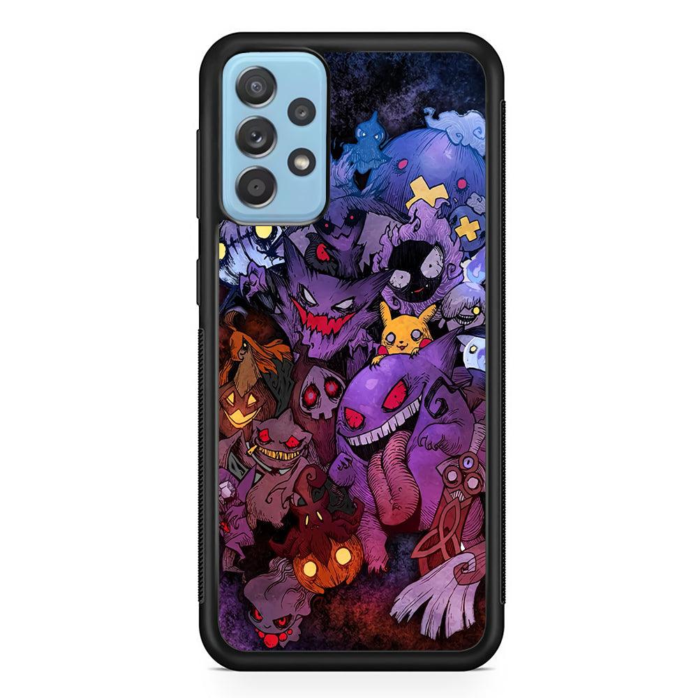 Pokemon Halloween Costume Gengar Samsung Galaxy A72 Case-Rubber Black (2D Case)-Oxvistore