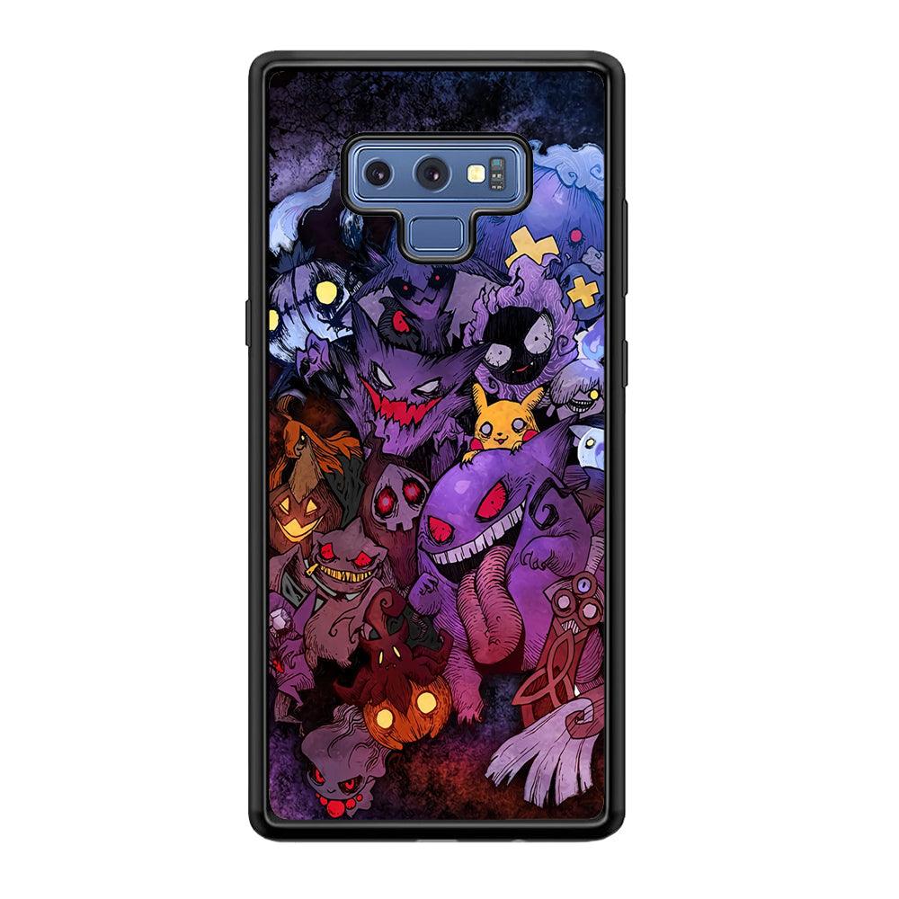 Pokemon Halloween Costume Gengar Samsung Galaxy Note 9 Case-Rubber Black (2D Case)-Oxvistore