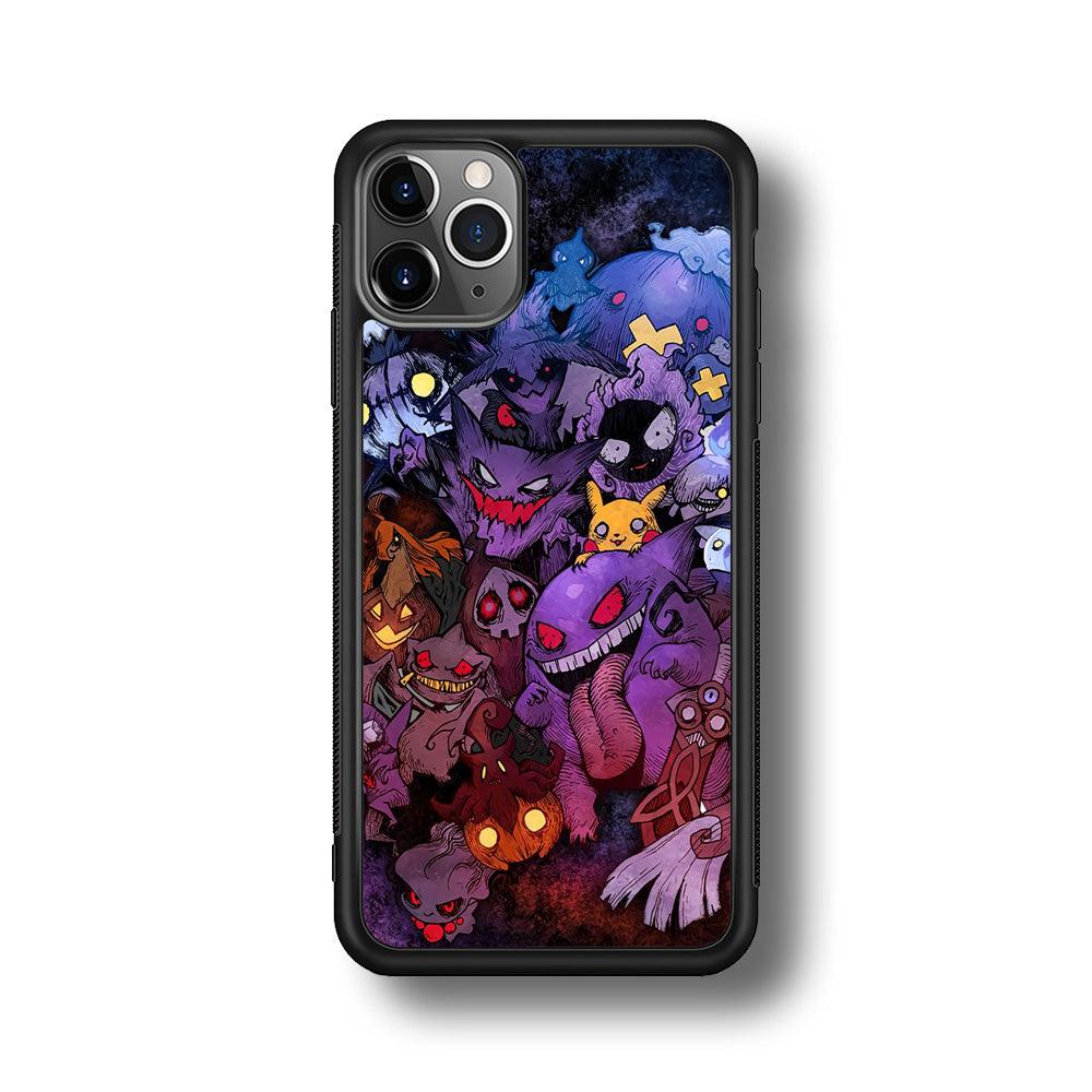 Pokemon Halloween Costume Gengar iPhone 11 Pro Max Case-Rubber Black (2D Case)-Oxvistore