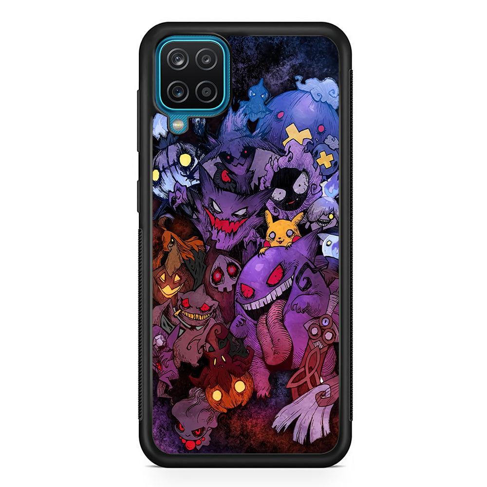 Pokemon Halloween Costume Gengar Samsung Galaxy A12 Case-Rubber Black (2D Case)-Oxvistore