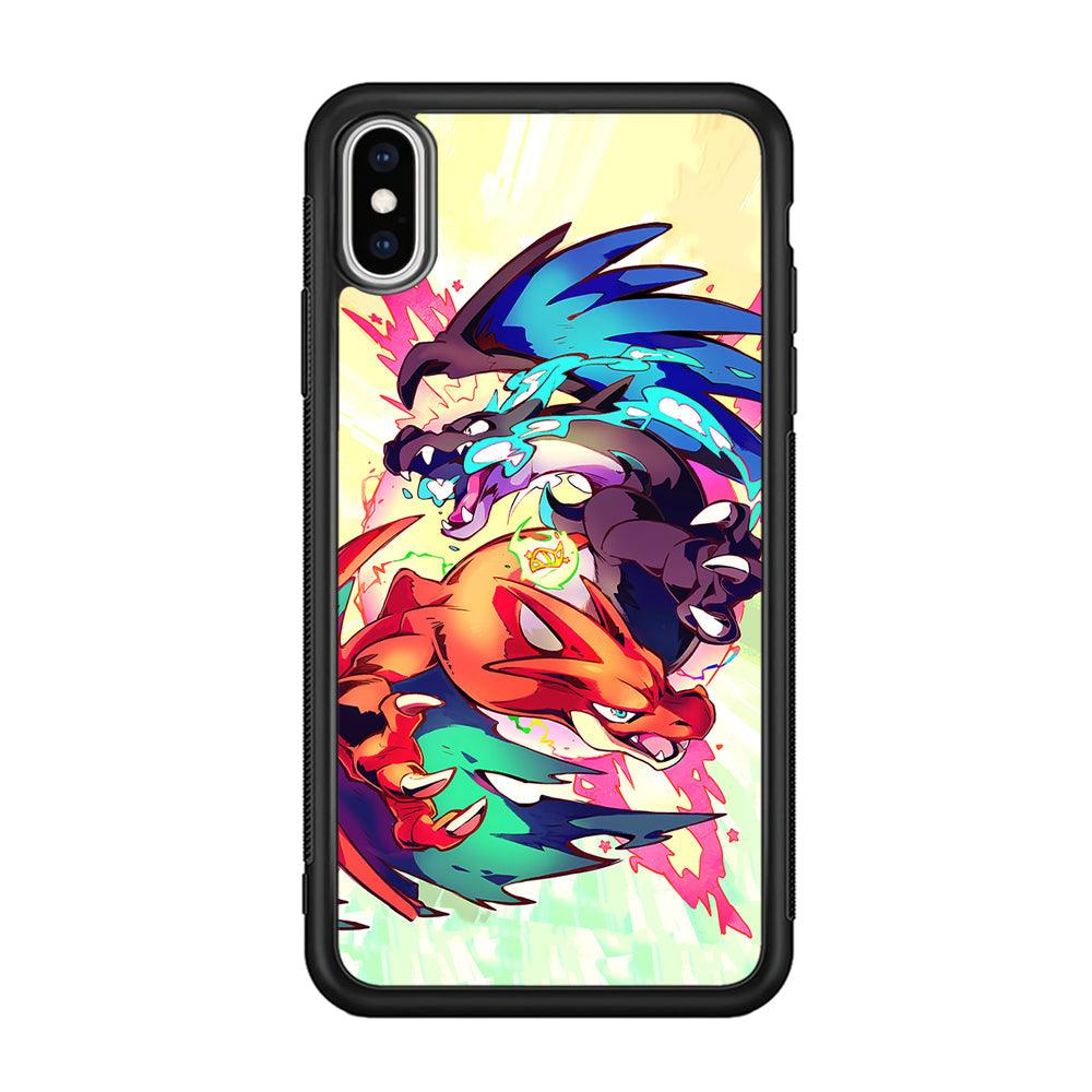 Pokemon Mega Charizard Heavy Punch iPhone Xs Max Case-Rubber Black (2D Case)-Oxvistore