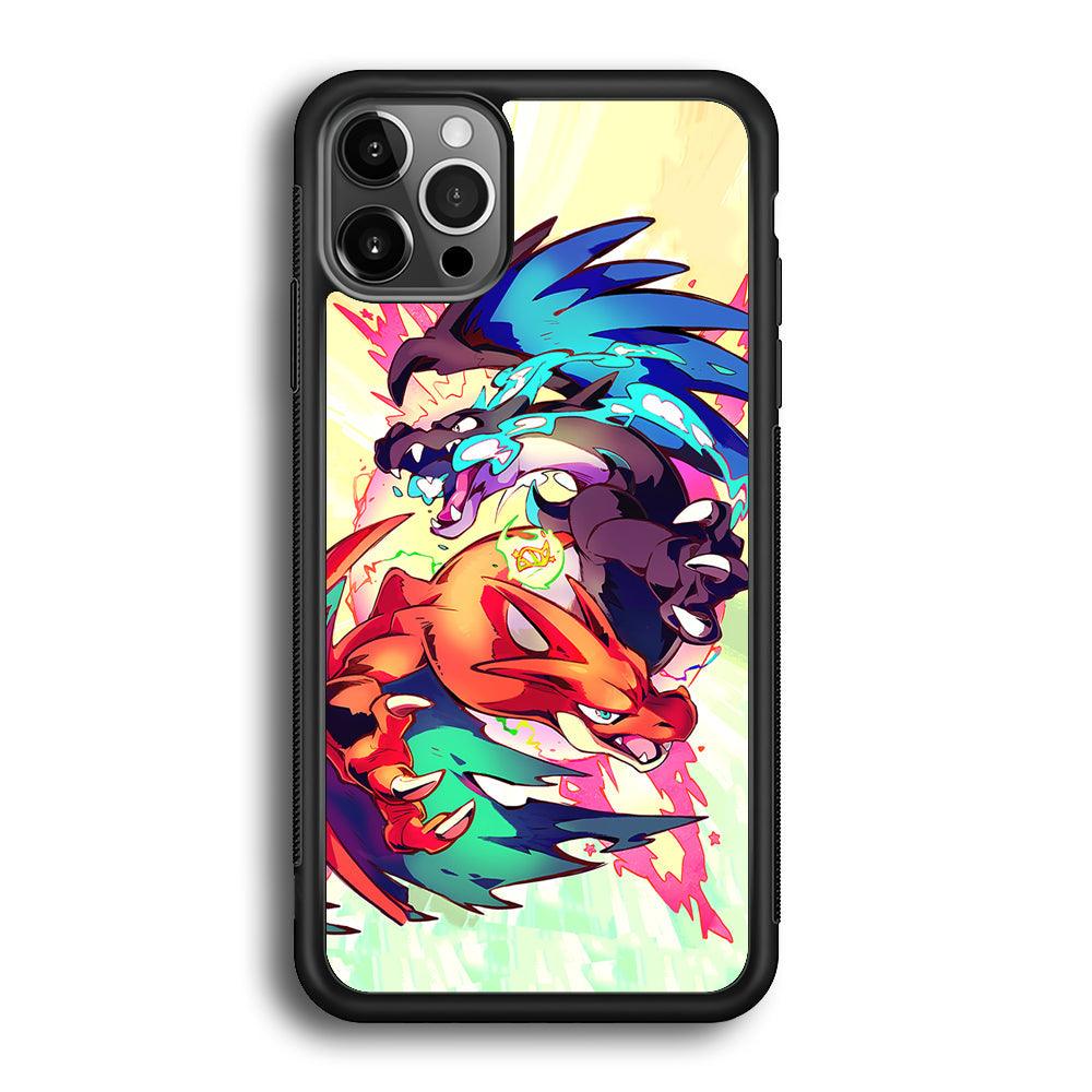 Pokemon Mega Charizard Heavy Punch iPhone 12 Pro Case-Rubber Black (2D Case)-Oxvistore