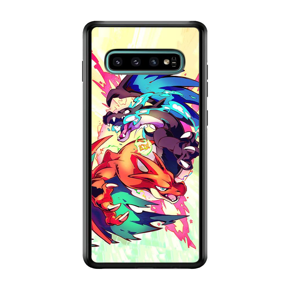 Pokemon Mega Charizard Heavy Punch Samsung Galaxy S10 Plus Case-Rubber Black (2D Case)-Oxvistore