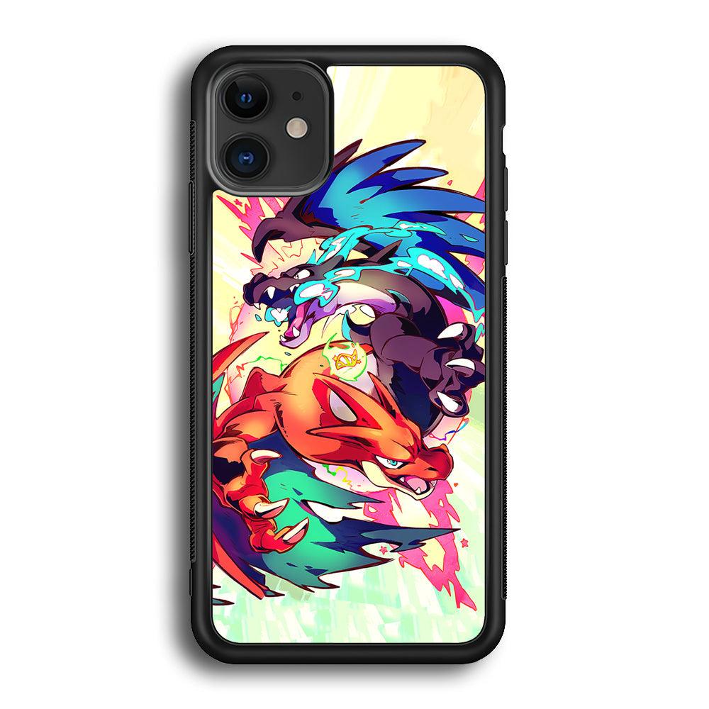 Pokemon Mega Charizard Heavy Punch iPhone 12 Case-Rubber Black (2D Case)-Oxvistore