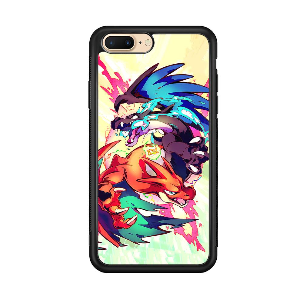 Pokemon Mega Charizard Heavy Punch iPhone 8 Plus Case-Rubber Black (2D Case)-Oxvistore