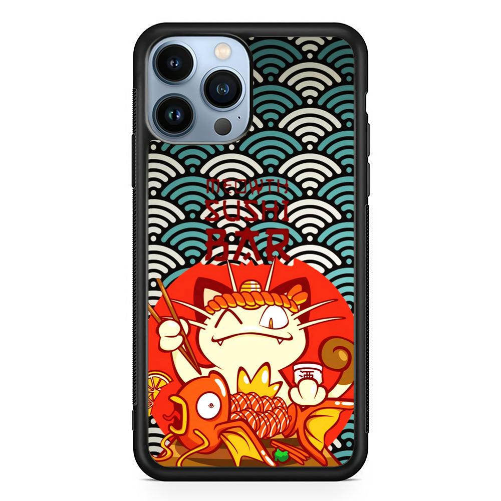 Pokemon Meowth Sushi Bar 2D Rubber Phone Case-Black-Oxvistore