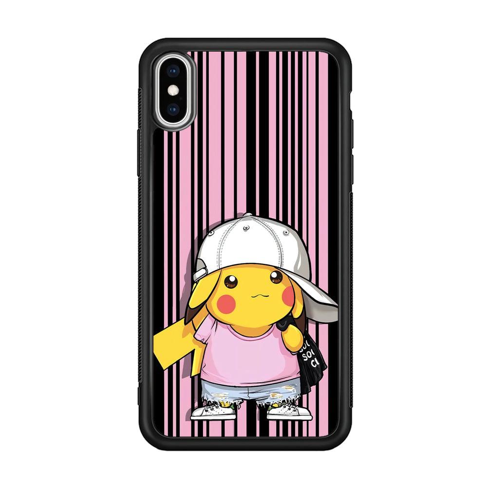 Pokemon Pikachu Casual Outfit iPhone XS Case-Rubber Black (2D Case)-Oxvistore