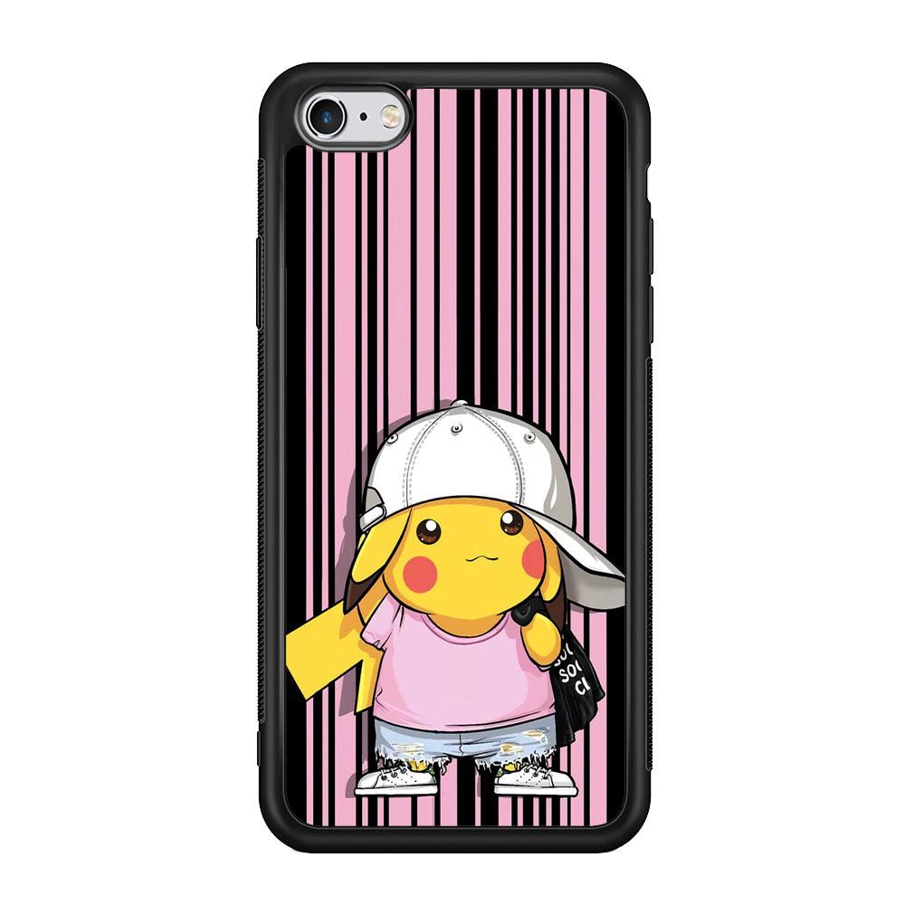 Pokemon Pikachu Casual Outfit iPhone 6 Plus | 6s Plus Case-Rubber Black (2D Case)-Oxvistore