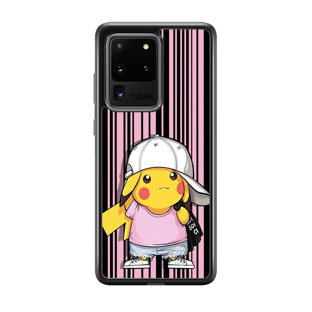 Pokemon Pikachu Casual Outfit Samsung Galaxy S20 Ultra Case-Rubber Black (2D Case)-Oxvistore