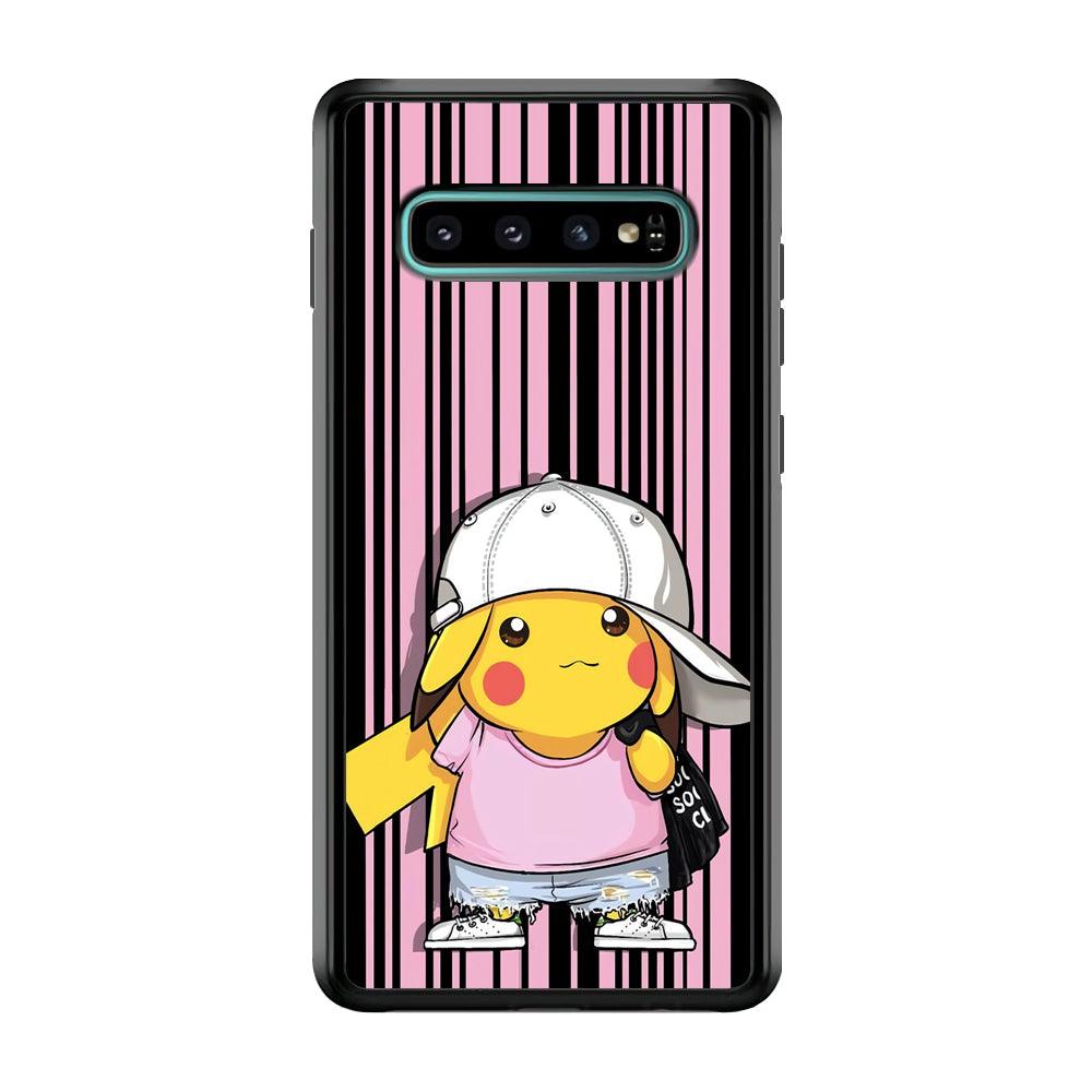 Pokemon Pikachu Casual Outfit Samsung Galaxy S10 Case-Rubber Black (2D Case)-Oxvistore