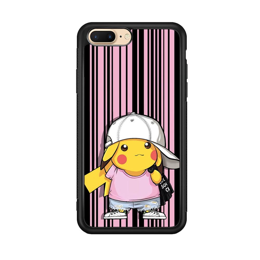 Pokemon Pikachu Casual Outfit iPhone 7 Plus Case-Rubber Black (2D Case)-Oxvistore