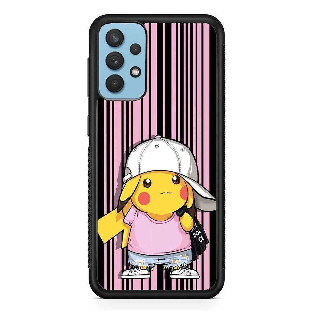 Pokemon Pikachu Casual Outfit Samsung Galaxy A32 Case-Rubber Black (2D Case)-Oxvistore