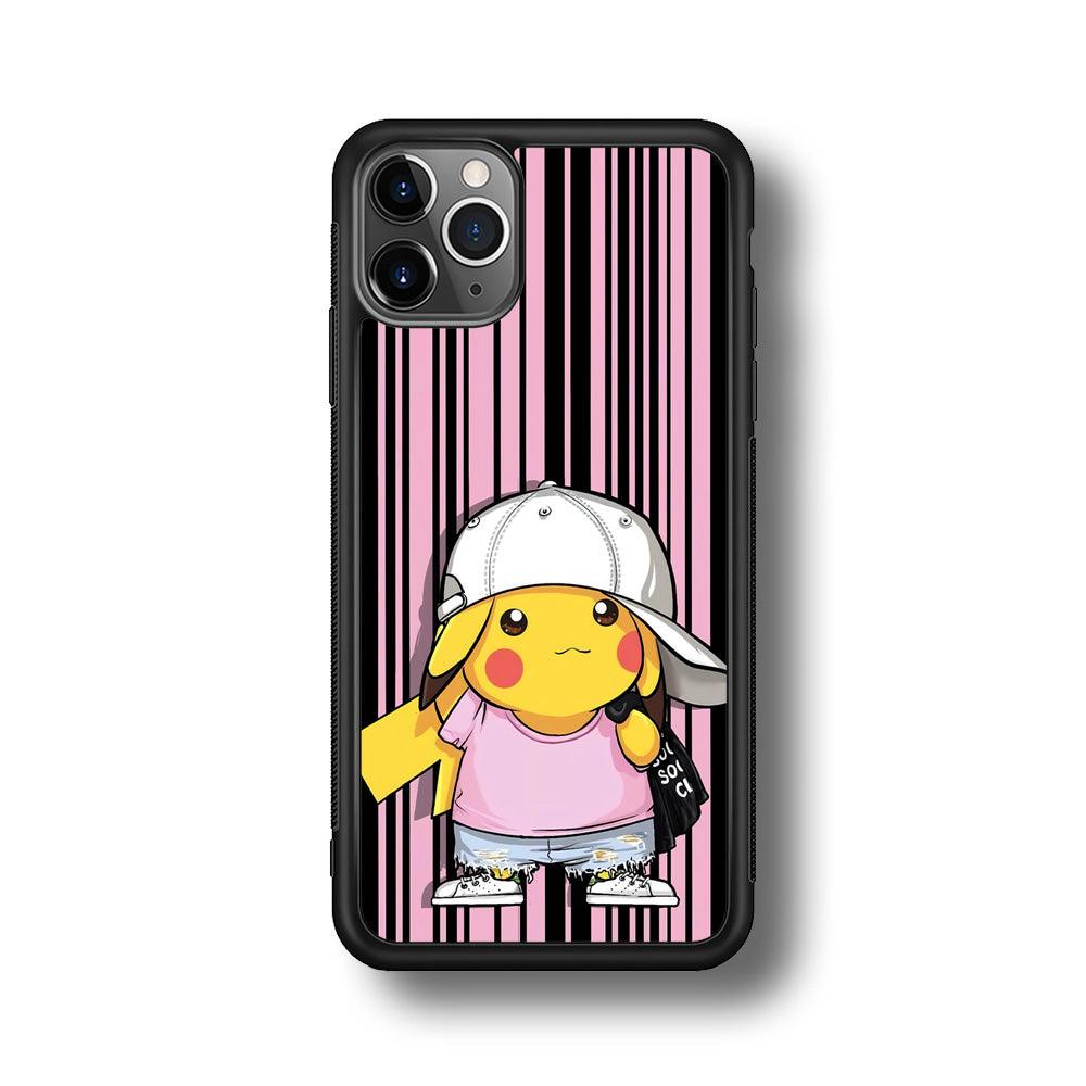 Pokemon Pikachu Casual Outfit iPhone 11 Pro Max Case-Rubber Black (2D Case)-Oxvistore