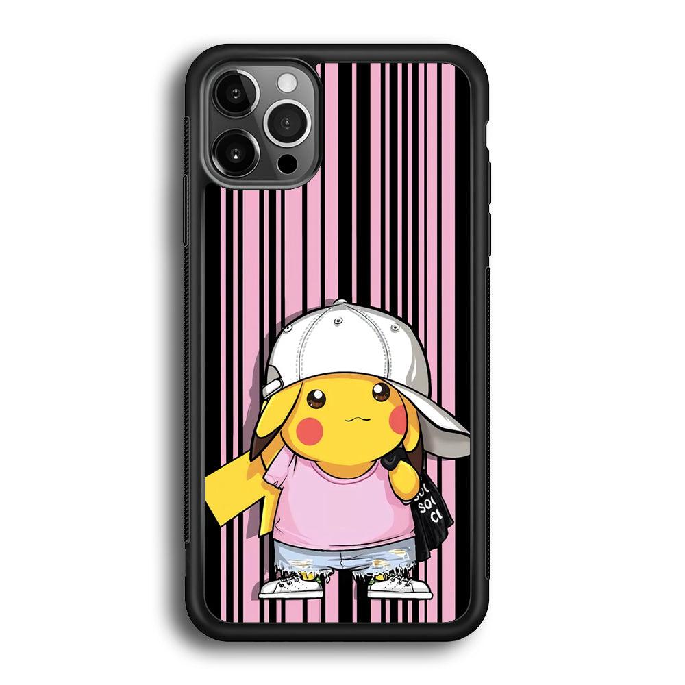 Pokemon Pikachu Casual Outfit iPhone 12 Pro Case-Rubber Black (2D Case)-Oxvistore