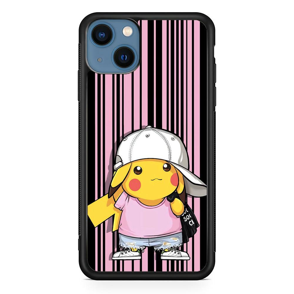 Pokemon Pikachu Casual Outfit iPhone 14 Case-Rubber Black (2D Case)-Oxvistore