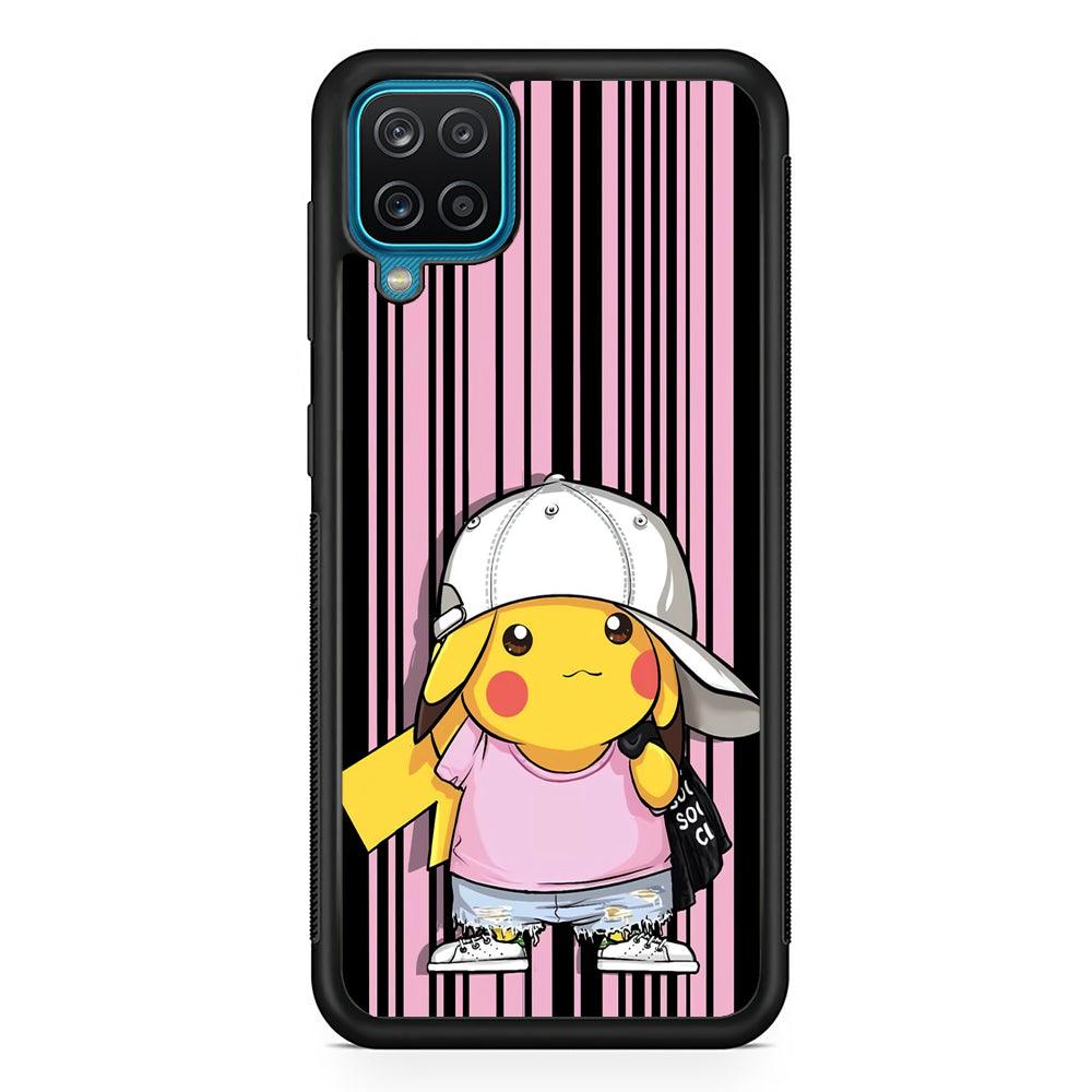 Pokemon Pikachu Casual Outfit Samsung Galaxy A12 Case-Rubber Black (2D Case)-Oxvistore