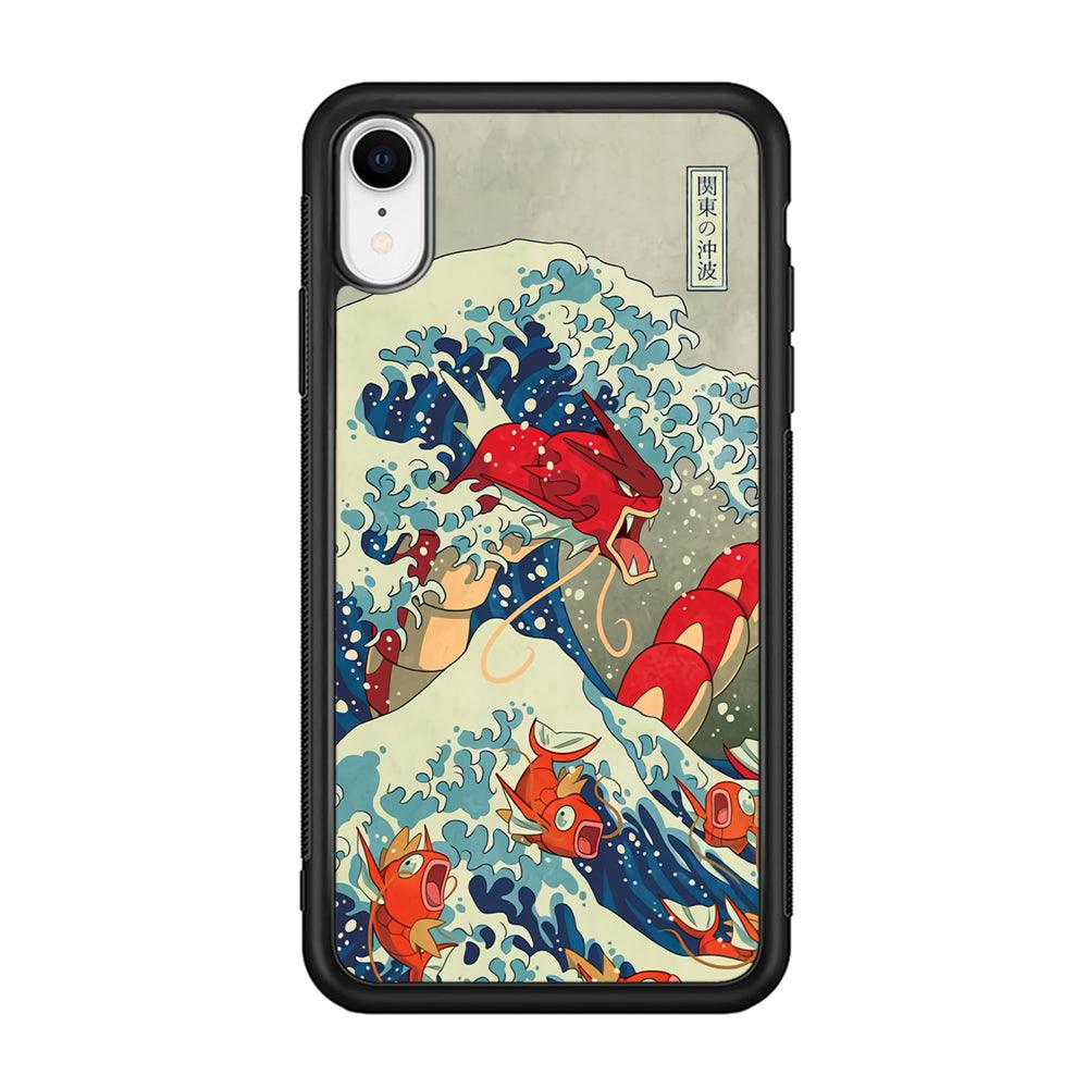 Pokemon Red Gyarados Battle Wave iPhone XR Case-Rubber Black (2D Case)-Oxvistore