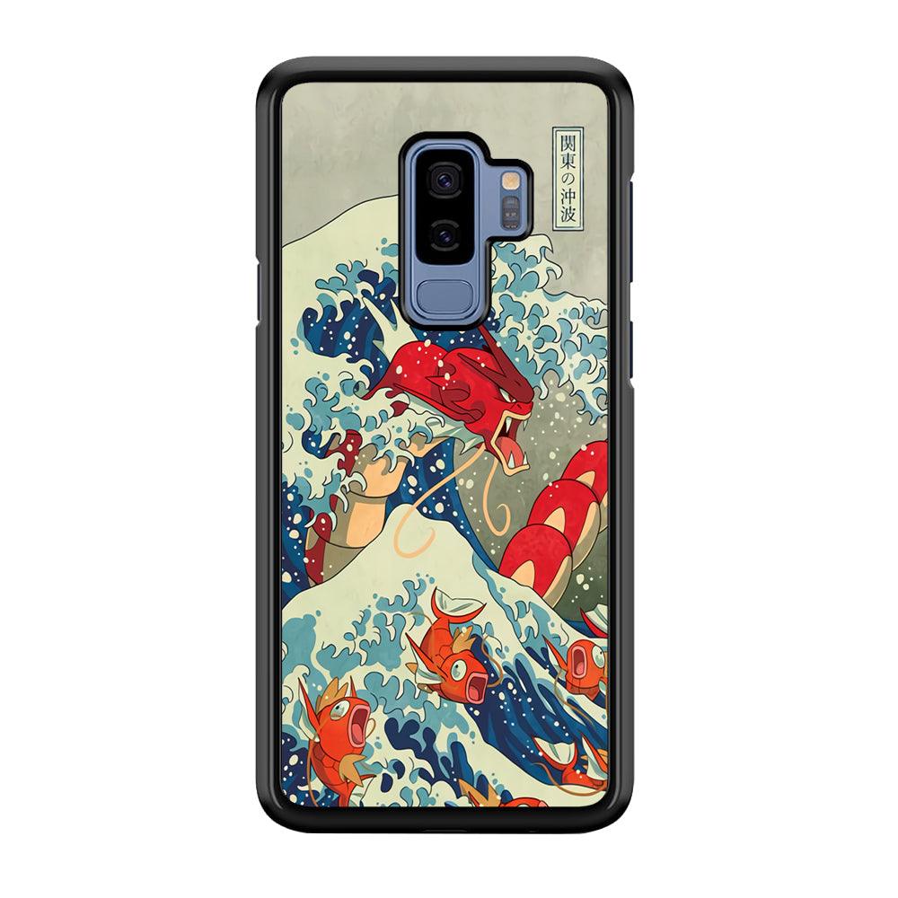Pokemon Red Gyarados Battle Wave Samsung Galaxy S9 Plus Case-Rubber Black (2D Case)-Oxvistore
