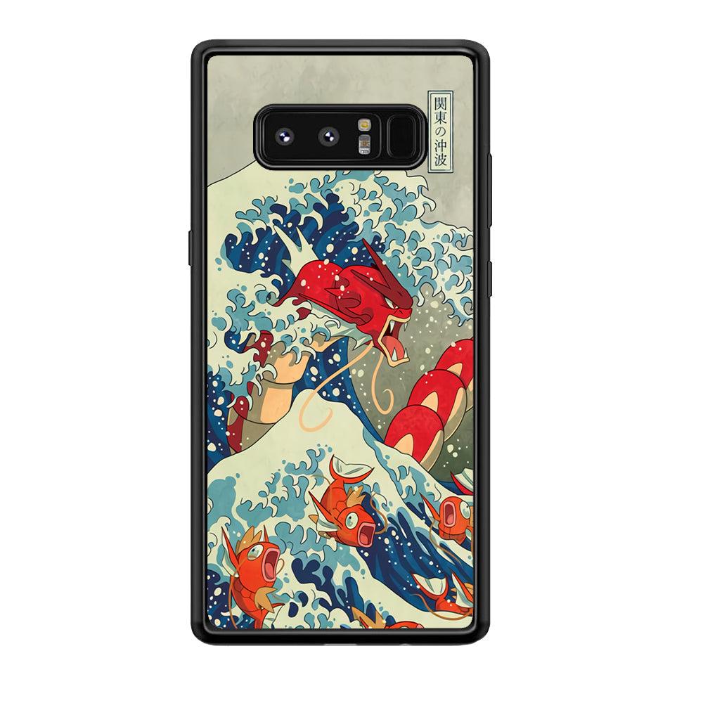 Pokemon Red Gyarados Battle Wave Samsung Galaxy Note 8 Case-Rubber Black (2D Case)-Oxvistore